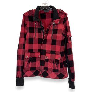 Share Kill City Red Black Buffalo Plaid Flannel Jacket Cotton Punk Grunge Medium